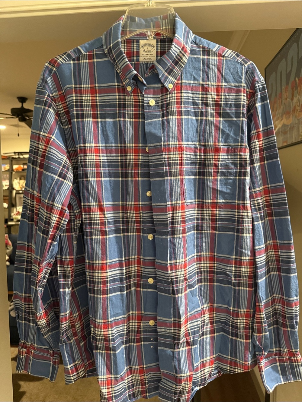 Brooks Brothers Blue and Red Plaid Button-Down Shirt
